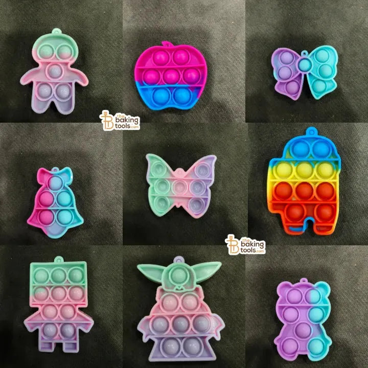 Pop It Cake Topper | Random Shape & Color | Silicone Fidget Toy Topper